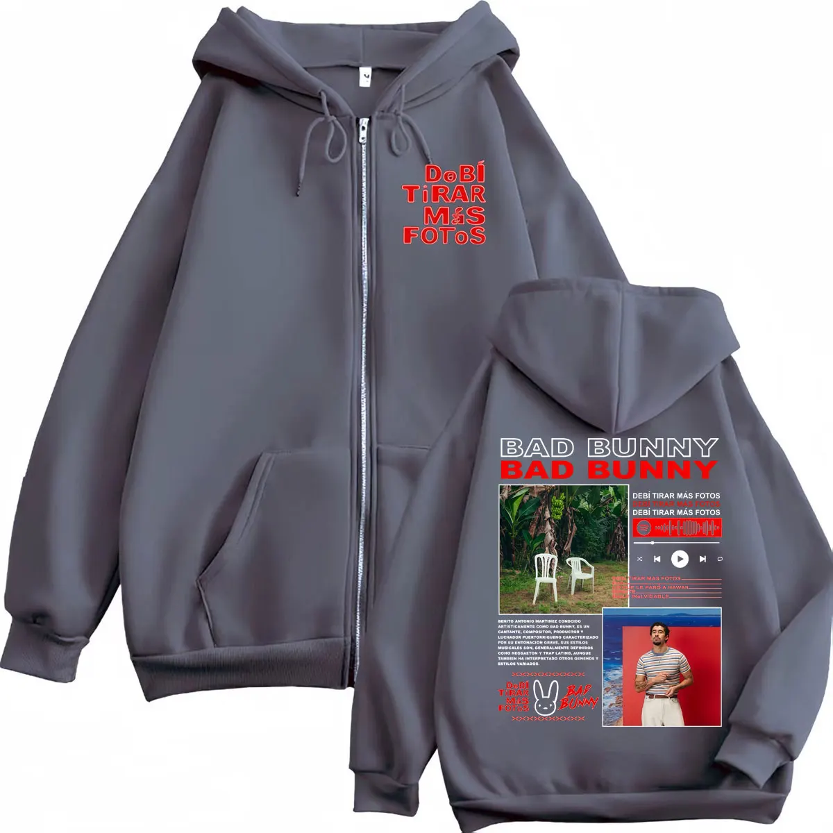 Bad Bunny DeBi TiRAR MaS FOToS 2025 New Album Zipper Hoodie Hip Hop Pop Music Zip Up Pullovers Men Women Fashion Y2k Sweatshirts