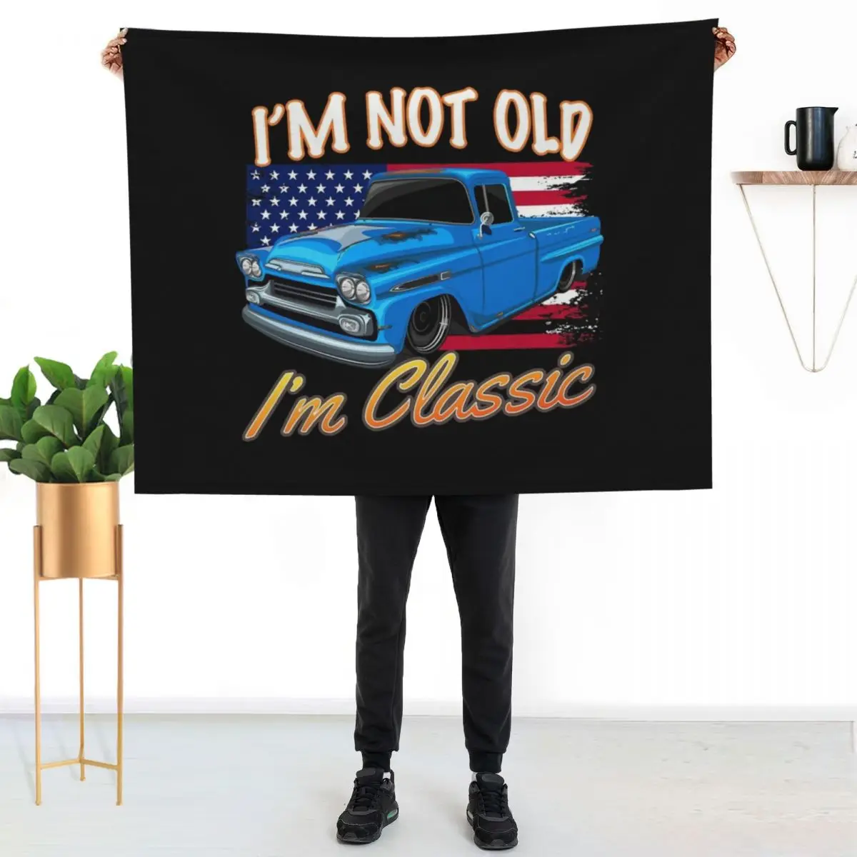I'm Not Old I'm Classic Flag Funny Car Men's & Women's T-Shirt Throw Blanket Sofa Throw heavy to sleep Flannel Blankets