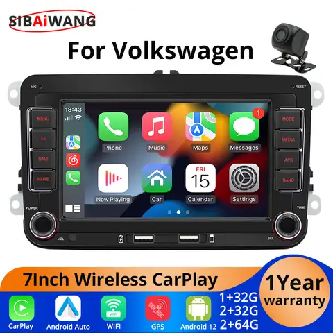 Android 12 Car Radio 2G+64G Wireless Apple CarPlay For VW Volkswagen Golf 5 Seat/Skoda/Passat/Polo Multimedia Player BT GPS