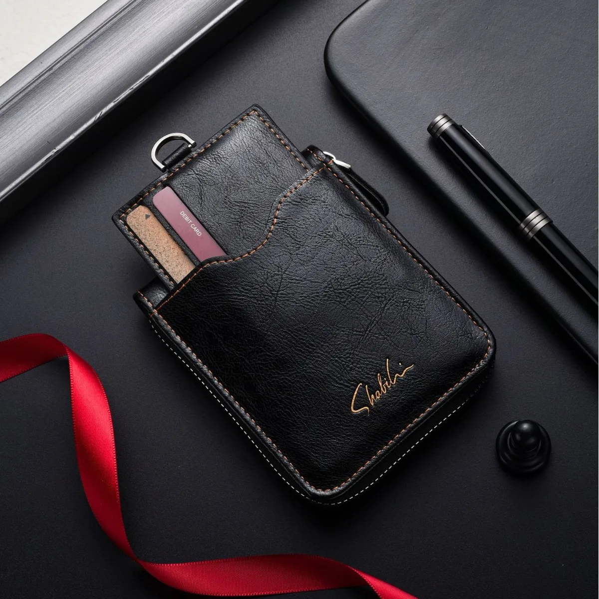 

Fashion Men's Wallet Short Zipper European and American Multi-function with External Card Position Short Wallet Men