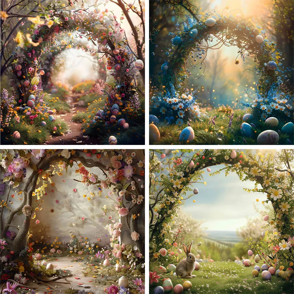 

Mehofond Arch Door Easter Photography Background Maternity Kids Birthday Party Spring Flower Nature Wonderland Decor Backdrop