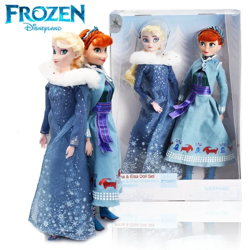 Original Disney Store 2pcs/set Frozen 2 Snow Queen Elsa And Anna Classic Doll Toys Figure Christmas Birthday Lovely Gift