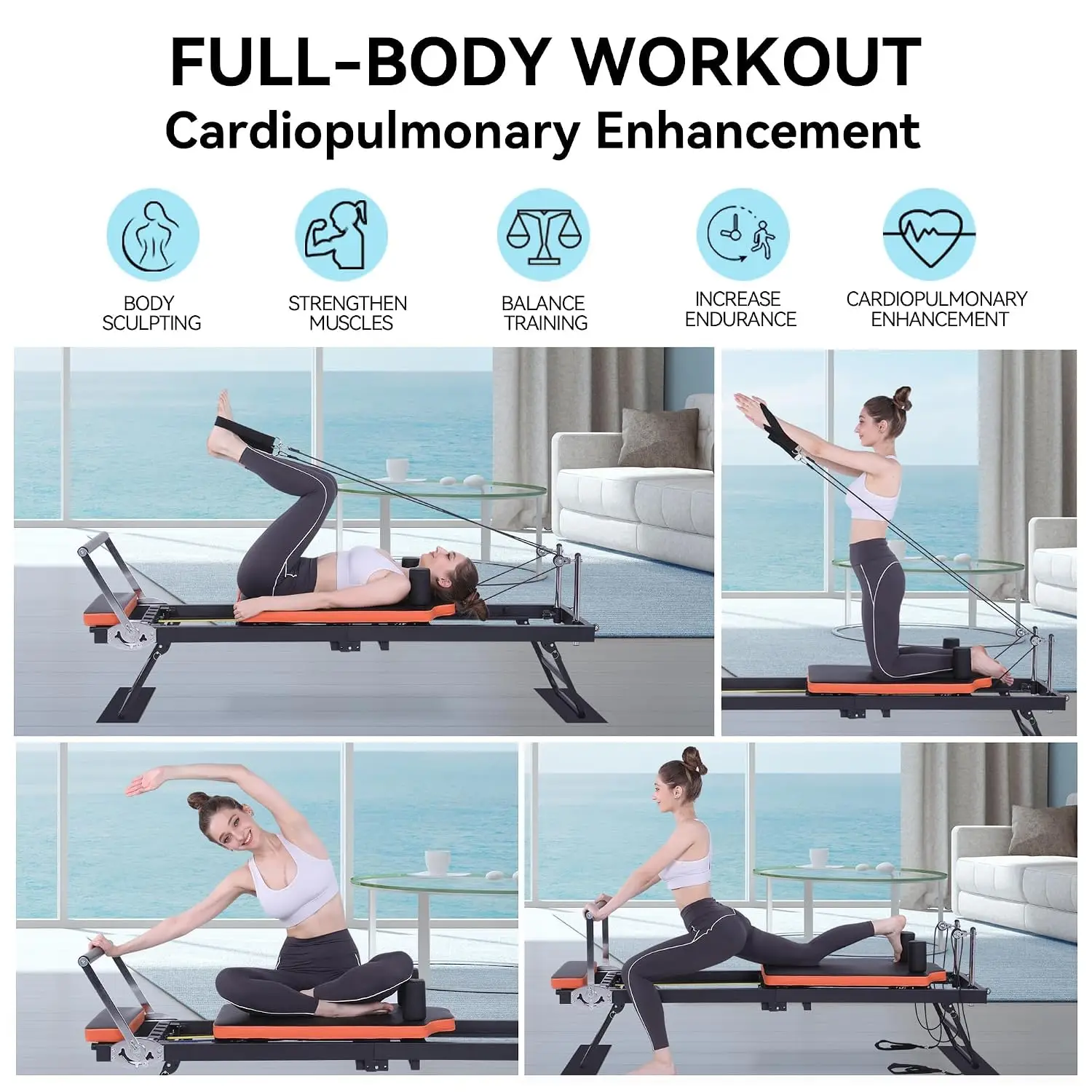 Foldable Pilates Reformer Machine & Equipment for Home & Gym Workout, Beginner & Advanced Users, Up to 250 lbs Capacity, Custom