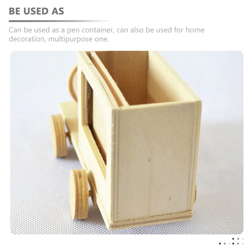 

2Pcs Wooden Train Unfinished Craft DIY Graffiti Pen Container Kids Painting Decor Hand-Painted Desktop Pen Holder for Birthday