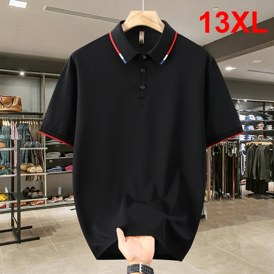 10XL 13XL Plus Size Polo Shirts Men Summer Short Sleeve Polo Shirts Fashion Casual Solid Color Polo Shirts Male Big Size Tops