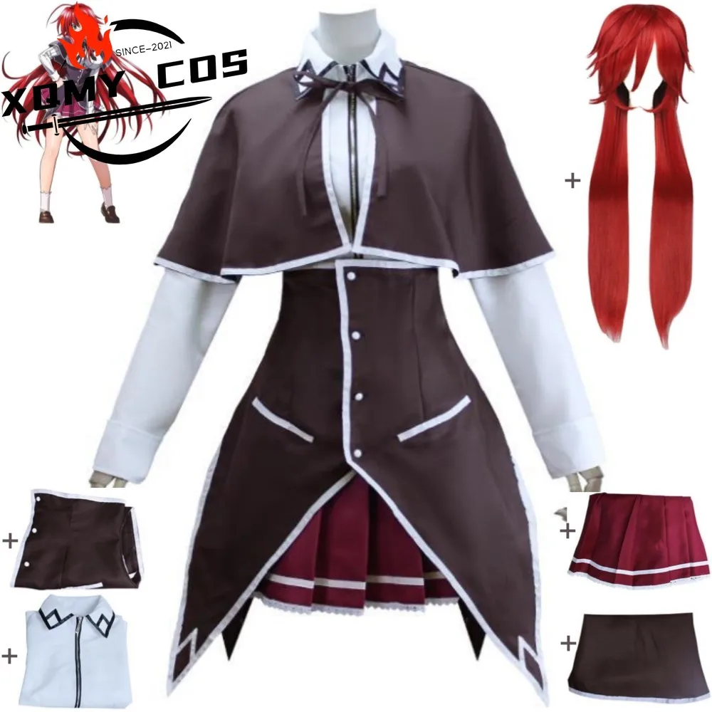 

XqAnime High School D×D DxD Rias Gremory Косплей Костюм Парик Плащ Топ Юбка Взрослый Сексуальная Женщина Детская Униформа Костюм на Хэллоуин