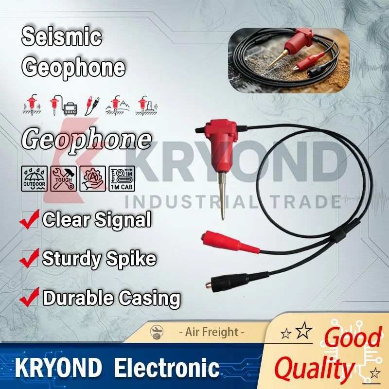 Land Case Single String Seismic Geophone Instrument High Sensitivity Vibration Field Survey 4.5Hz 10Hz 1m Cable Mueller Clip