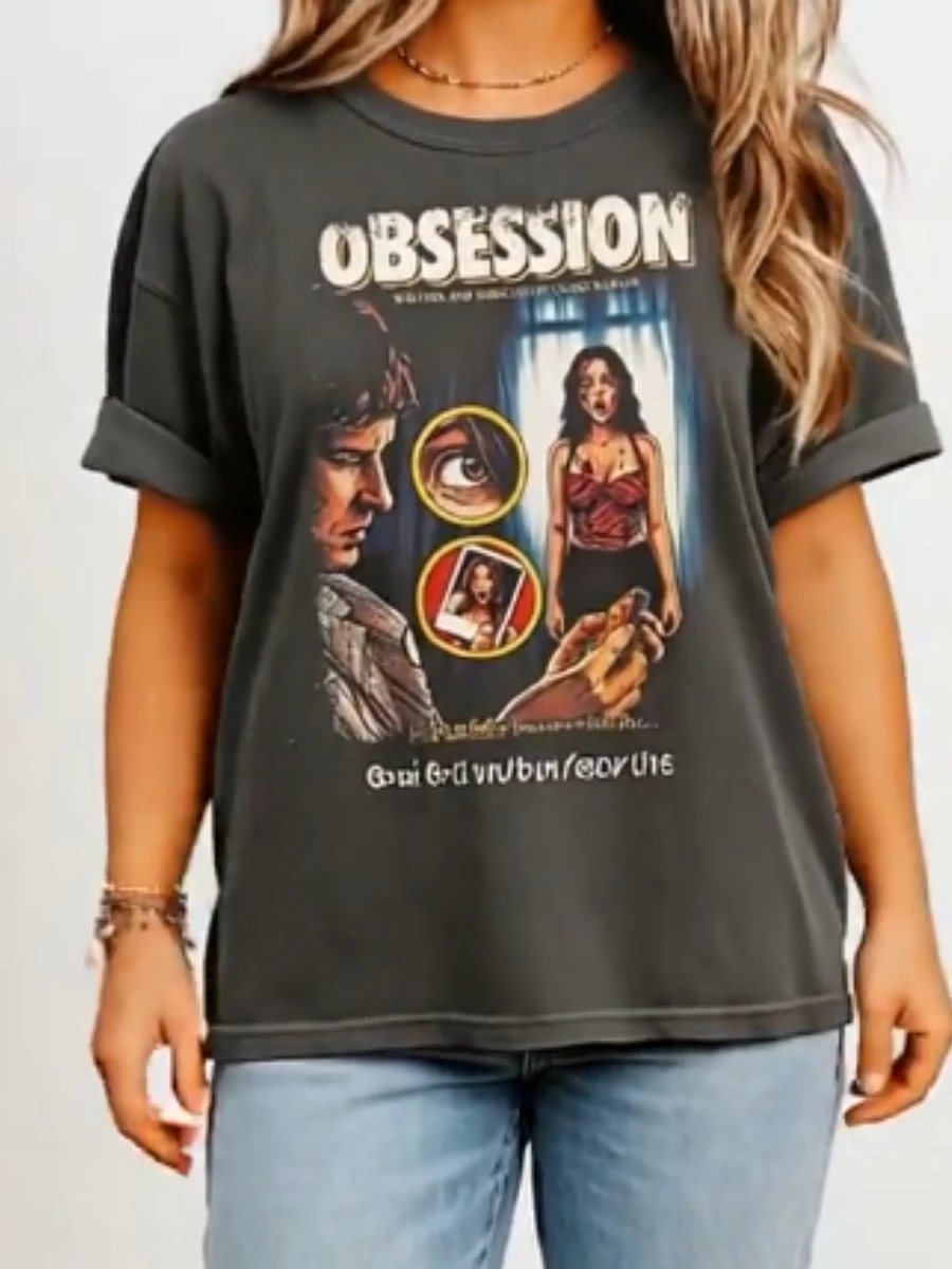 Vintage OBSESSION Movie T-Shirt Graphic Tee Gothic Horror Tee Horror Loose Short Sleeve Clothing Vintage Tops Retro Tees Unisex