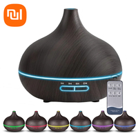 550ml Wood Color USB Aroma Diffuser, Essential Oil Diffuser with 7 Color LED Lights & Remote Control, USB Powered Air Humidifier