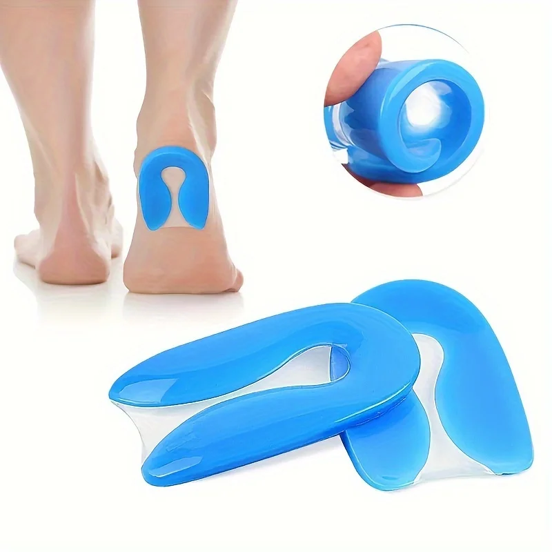 1Pairs U-shaped bone spurs heel pad silicone soft shock-absorbing heel insole relieves heel inflammation heel pad
