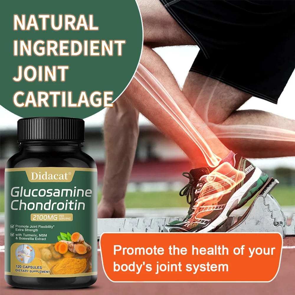 Glucosamine Chondroitin and Turmeric Capsules - Joint Complex Supplement, Strengthen Bones, Joint Health, Bone Density