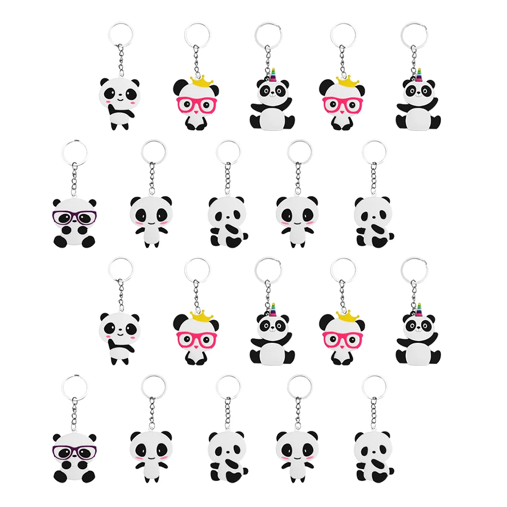 20 Pcs Key Chain Panda Pendant Bag Hanging Ornament Keychain Decor Backpack Lightweight Keyring Multipurpose Pvc