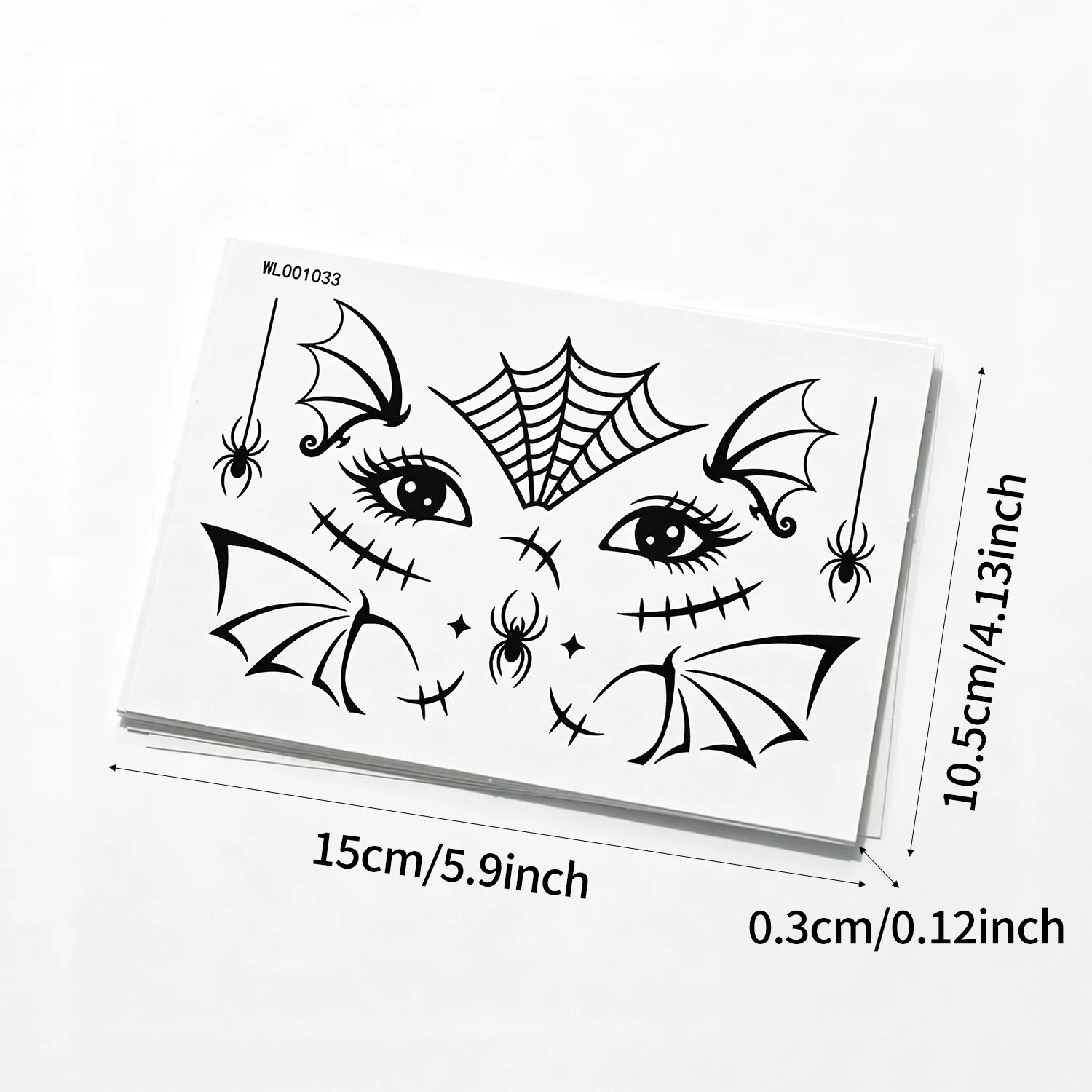 12 Stück Gruselige Halloween-Gesichtstattoos Spinnennetz Fledermaus Skelett Aufkleber Wasserdicht Glitzer Temporäres Tattoo Halloween Cosplay Party * – Detail 9