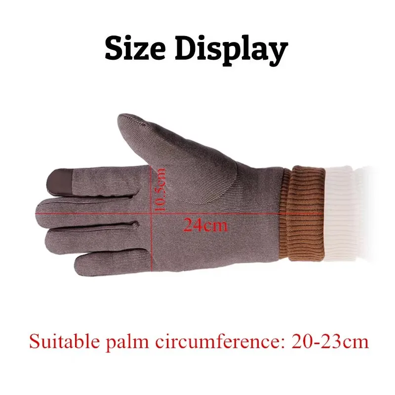 Men Winter Warm Gloves Touch Screen Windproof Fleece Lined Thickened Outdoor Driving Riding Cycling Male Mittens