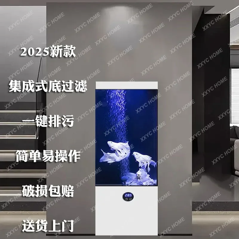 MMLJY-*Vertical fish tank water-free self-circulation floor-to-ceiling bottom filter small integrated ecological tank viewing