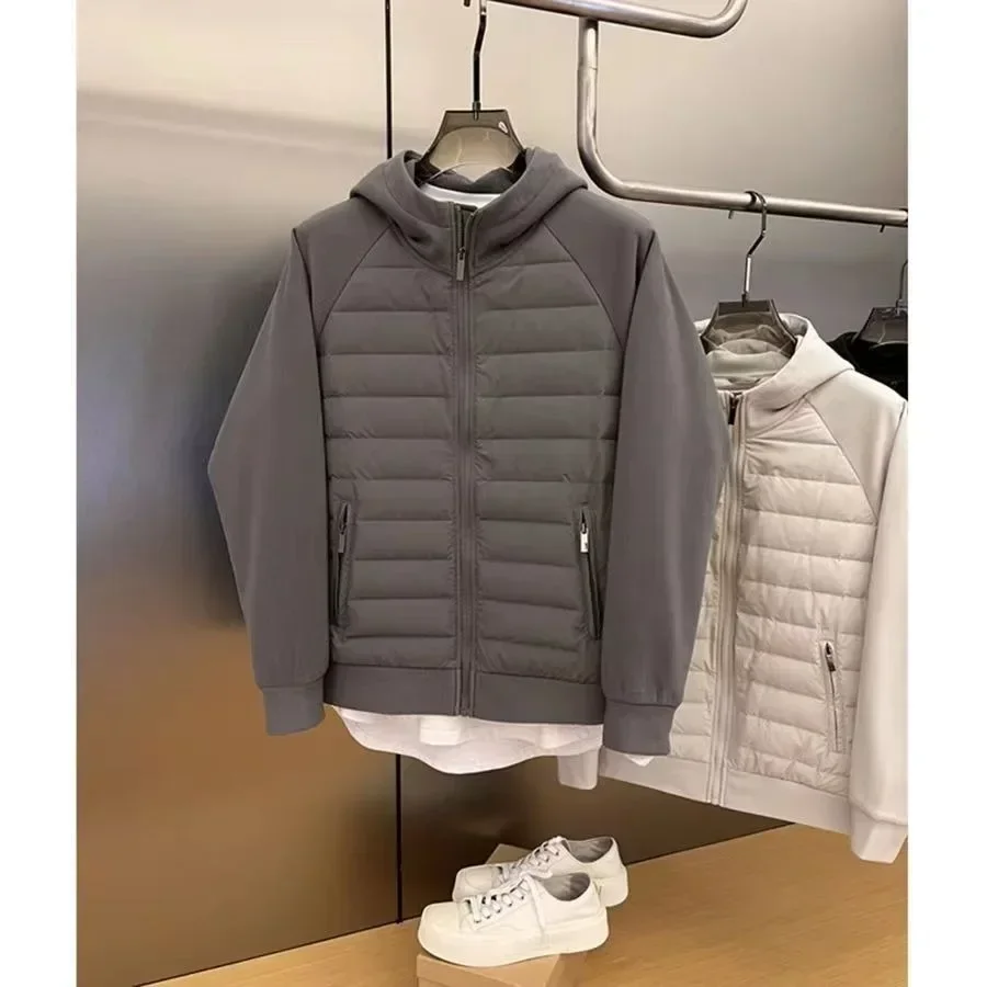 2024 Men's Women's Spring Autumn Thin Cotton Quilted Hooded Cardigan Casual Sweatshirt Simple Couple Jacket