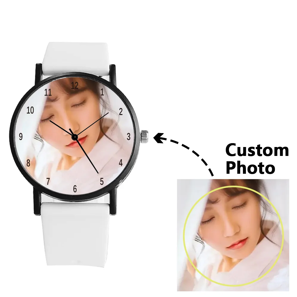 2024 Creative Thinner Large Dial Silicone Quartz Watch for Men and Women Leisure Sports Clock Customization Couple Photo Gift