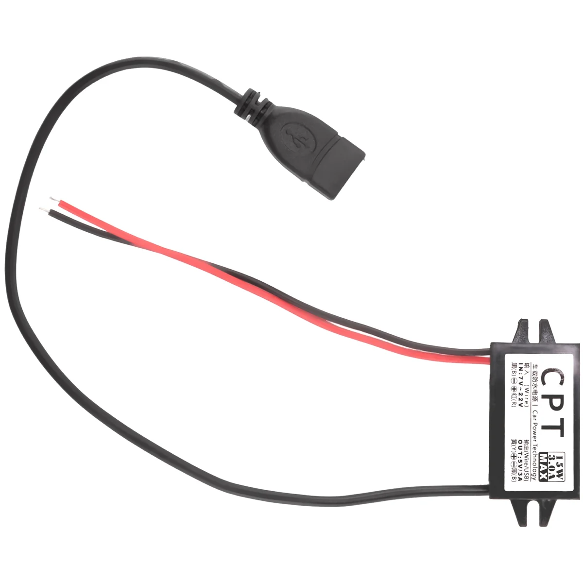 Convertidor de corriente para coche, convertidor de voltaje de cc 12V a 5V, 3A con conectores de adaptador USB único para carga de teléfono, Audio de coche