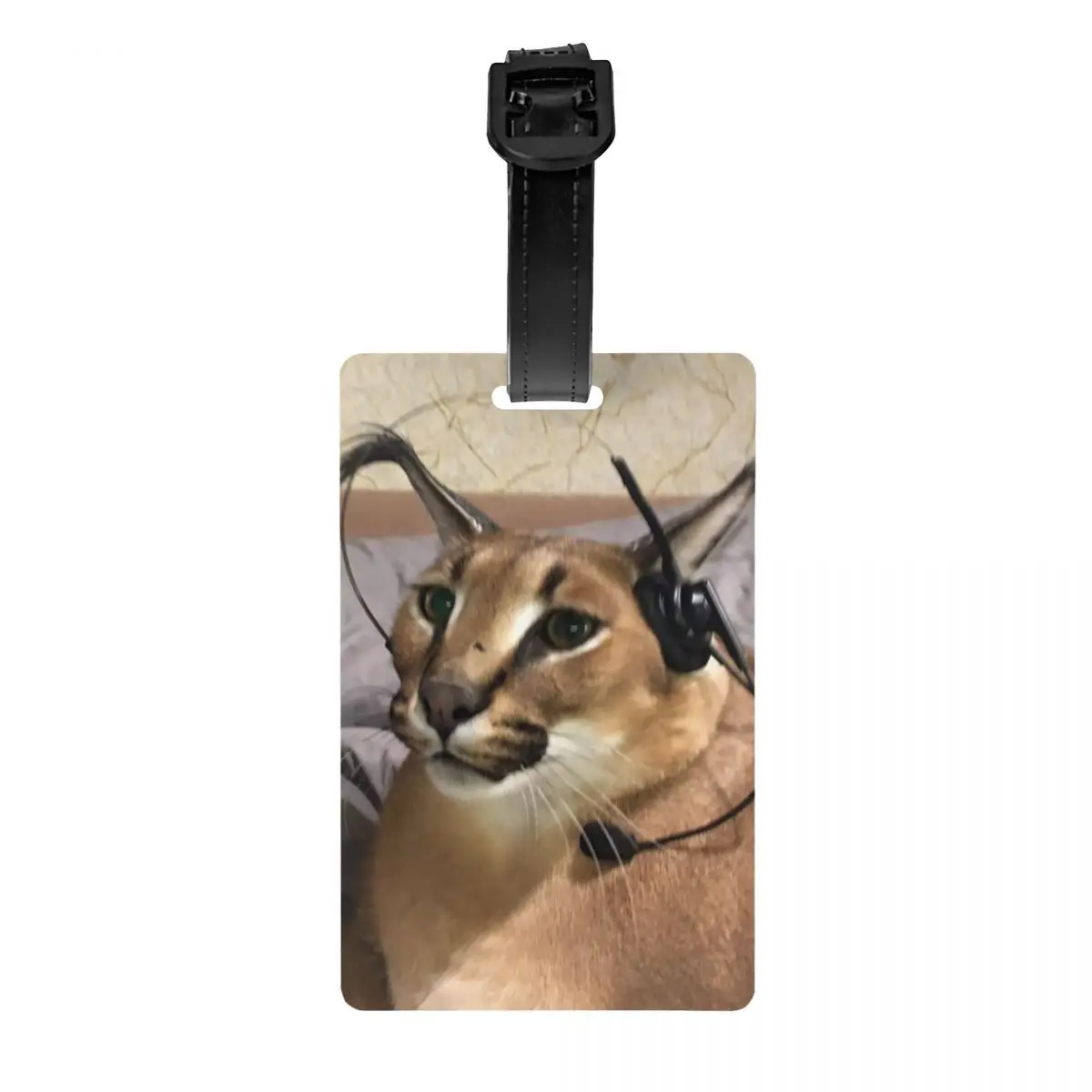 Big Floppa Luggage Tags for Travel Suitcase Funny Caracal Cat Privacy Cover Name ID Card