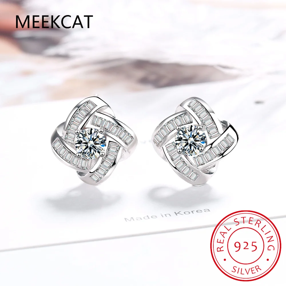 女性のためのモアッサナイトクローバーイヤリング,クラシック,エンゲージリング,925スターリングシルバー,ファインジュエリー,mse038