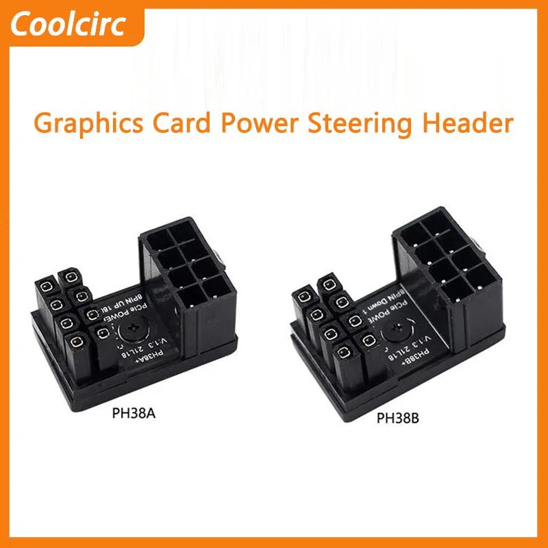 Coolcirc 180° Rotating Elbow PCI-E Graphics Card Power Supply Adapter Connector GPU PSU Steering 6Pin 8Pin Wiring Artifact