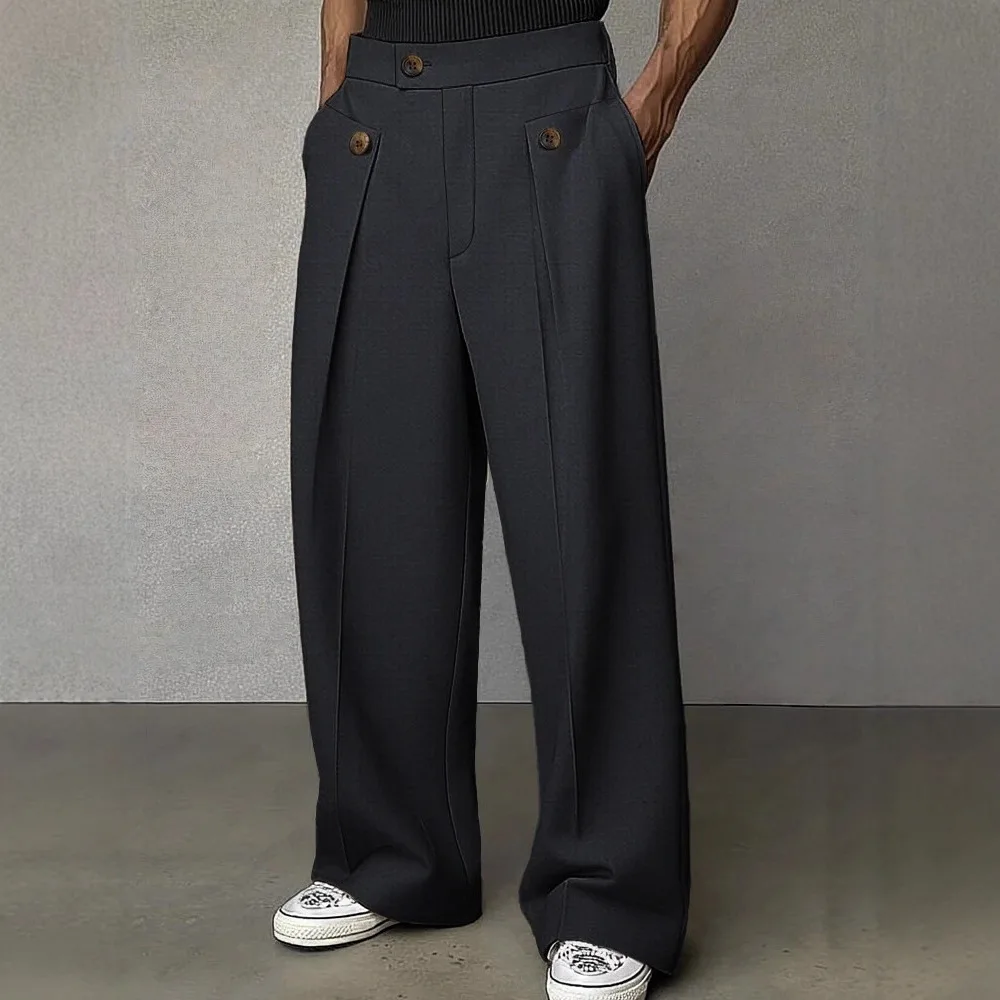 Busin Casual Men's Trousers Straight Leg No Ironing High End Drapey Khaki Long Pants Polyester Fiber Spring Season