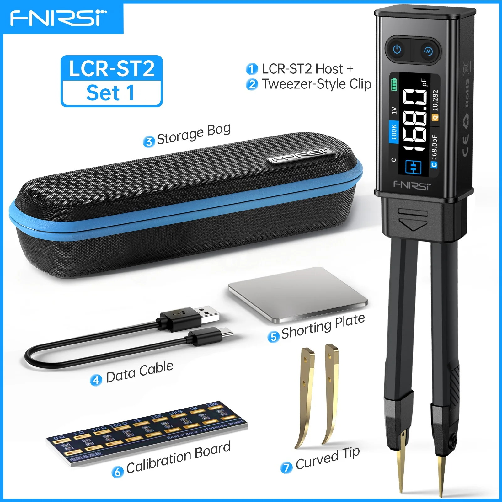 FNIRSI LCR-ST2 Smart Tweezer SMD ESR Tester High Accuracy LCR Diode Multi-Frequency 100Hz-100kHz Fine Measurement 2Mode Display image 3