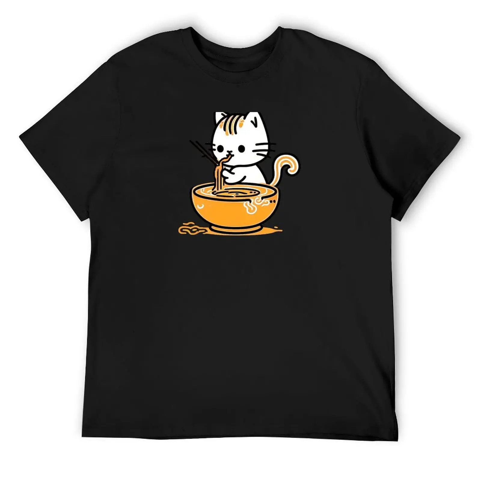 

Футболка с милым котом, ест Рамен, забавные костюмы, одежда больших размеров, рубашки большого размера, мужская футболка с рисунком