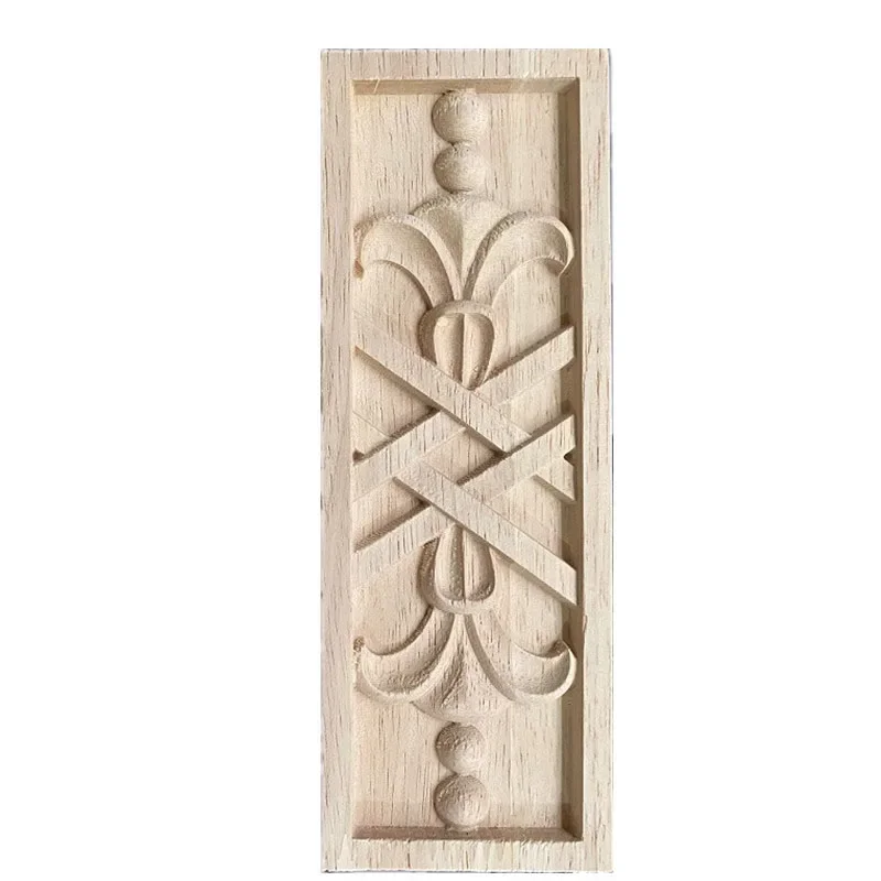 2PCS 20cm Woodcarving Furniture Vintage Home Garden Decoration Maison Accessories Solid Wood Applique Carved Flower Miniature