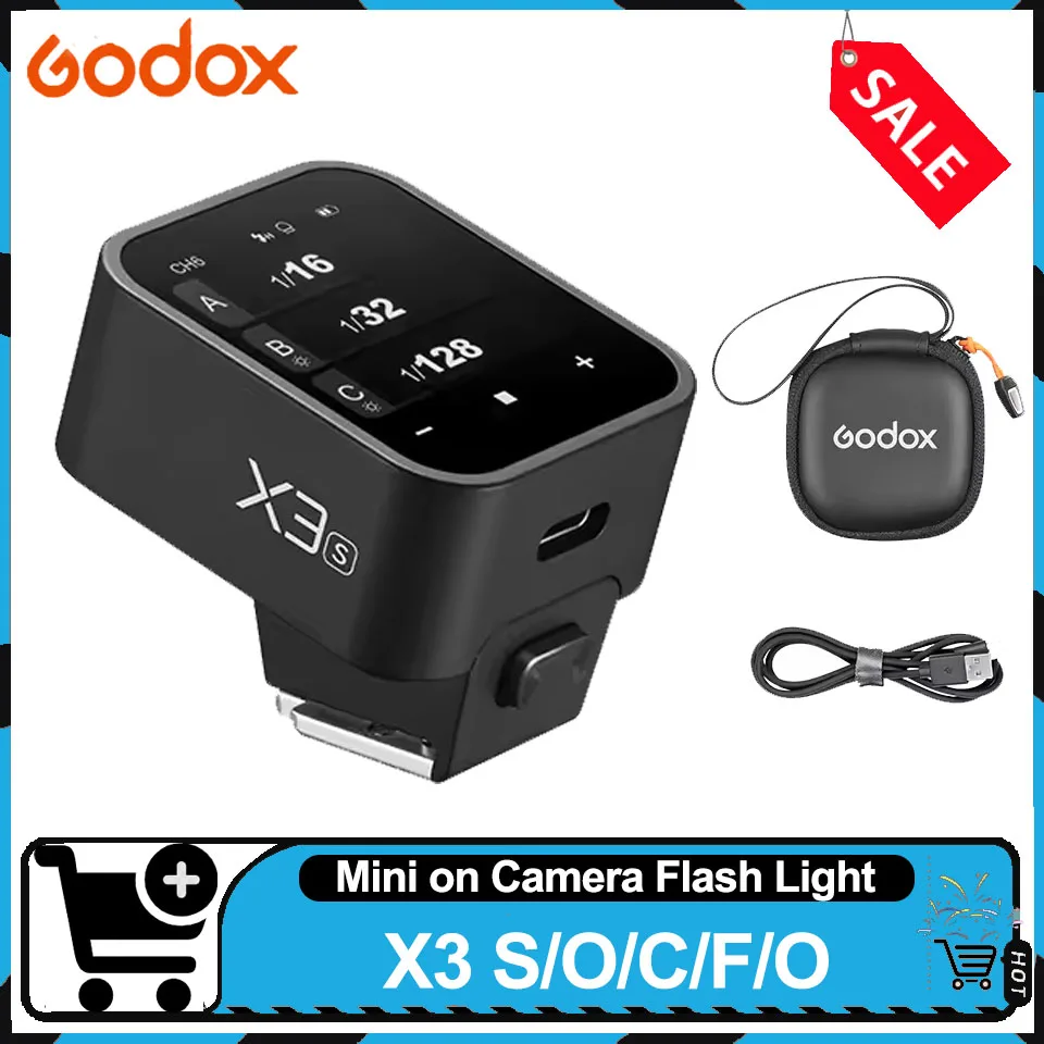 Godox X3 en cámara Mini luz de Flash pantalla táctil disparador de Flash inalámbrico para cámara Sony Canon Fuji Olympus Nikon