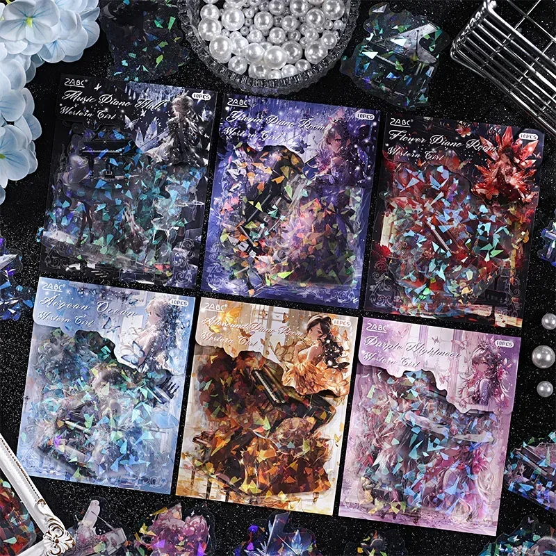 10pcs Cute Girl Laser Shell Luminous Handbag Sticker Bag Creative Waterproof Handbag Material