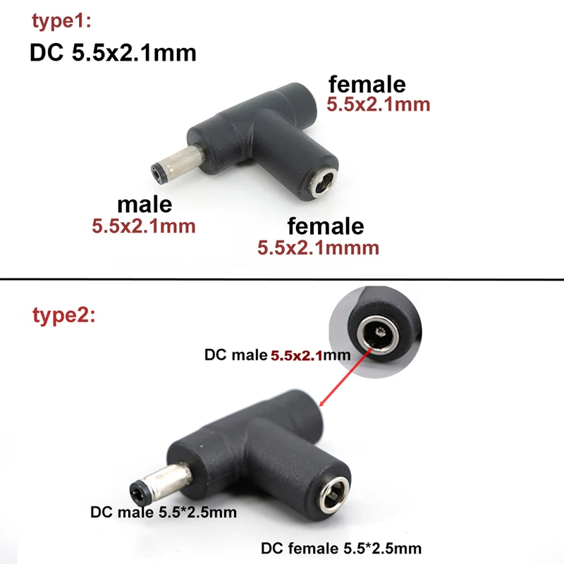 3way DC 5.5X2.1mm Female To 5.5 X 2.1mm Male Female DC splitter Power Connector Adapter Laptop 5.5*2.5 Female To Male 5.5*2.5 S2