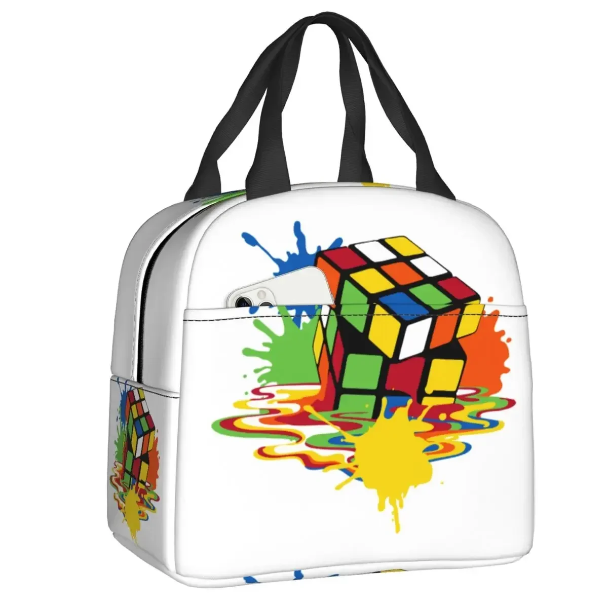 Exploding Rubix Rubiks Magic Cube Resuable Lunch Box Math Gift Cooler Thermal Food Insulated Lunch Bag Kids School Children