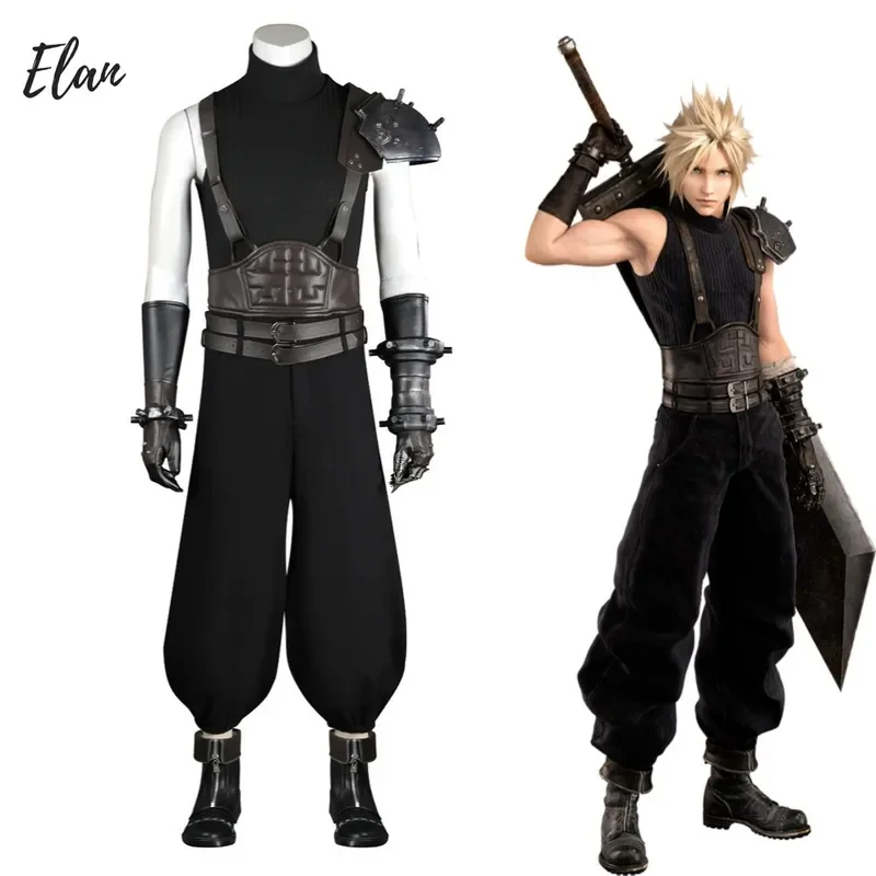 

FC6New FF7 Cloud Cosplay Costume Black Cloud Cosplay Outfit with Top Pants and Accessories Full Set and Individual Items Ar@FC8！