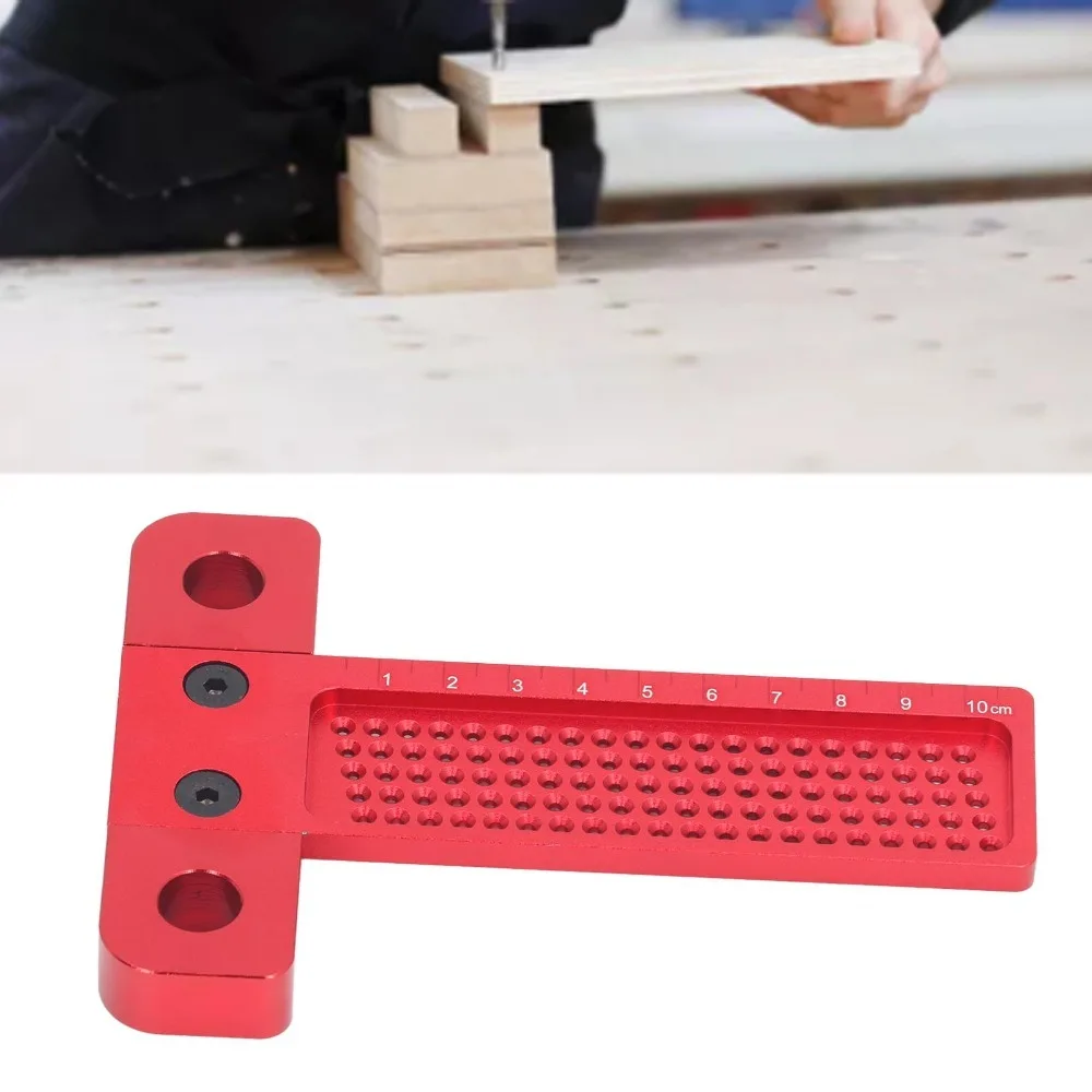 Aluminum Alloy Woodworking Scriber Ruler 100mm Length Angle Adjustment Scale T Square Ruler CNC Finished With Carpenter Pencil