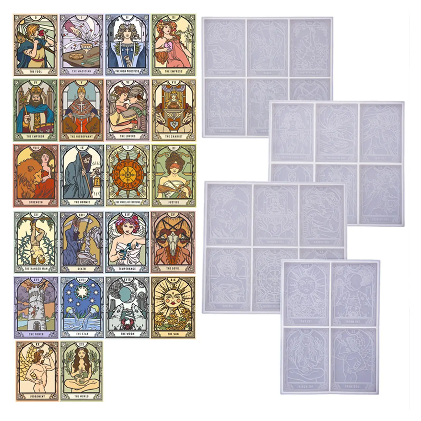 قوالب راتنج بطاقة Arcana الرئيسية ، بطاقات التاروت ، سيليكون ، 22