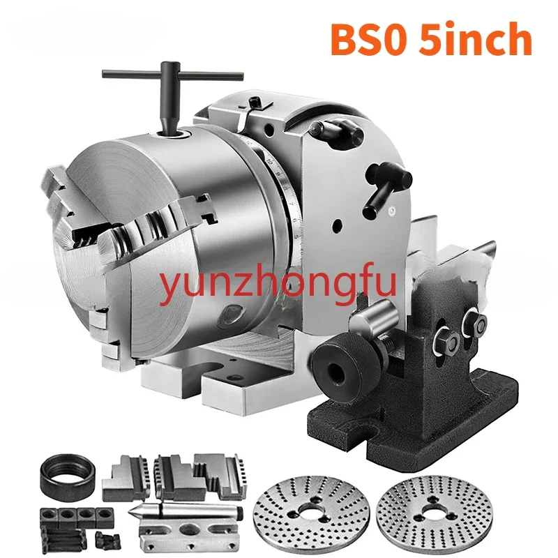 

Tailstock & 125mm 3-Jaw Chuck for Drilling Milling BS0 5" Dividing Head Indexing Semi Universal With Plates,