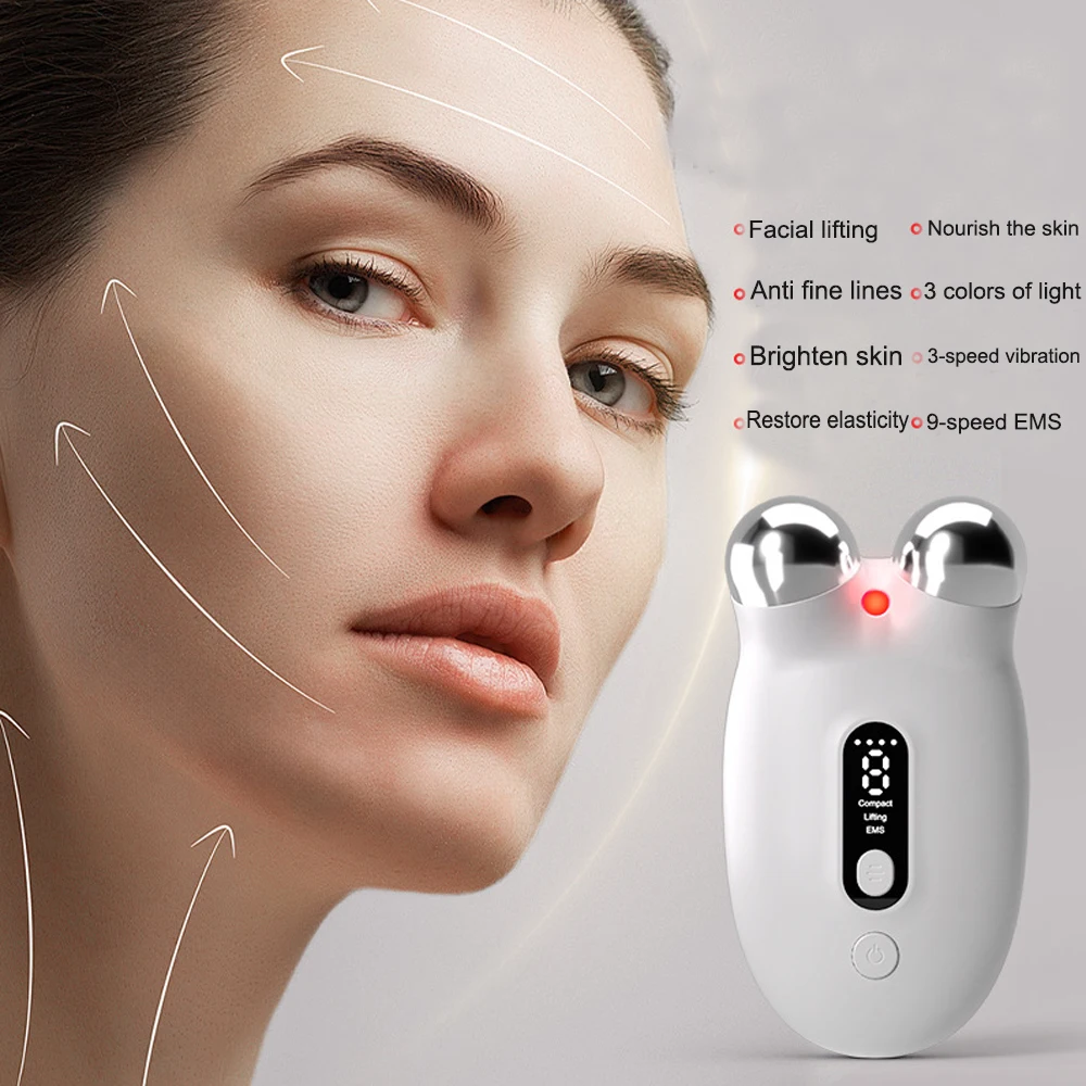 Microstroom Gezichtsapparaat Gezichtsroller Massager Rood Ligh Therapie Huidverjonging Anti-rimpel Huidverzorging Tool Face Lift Machine