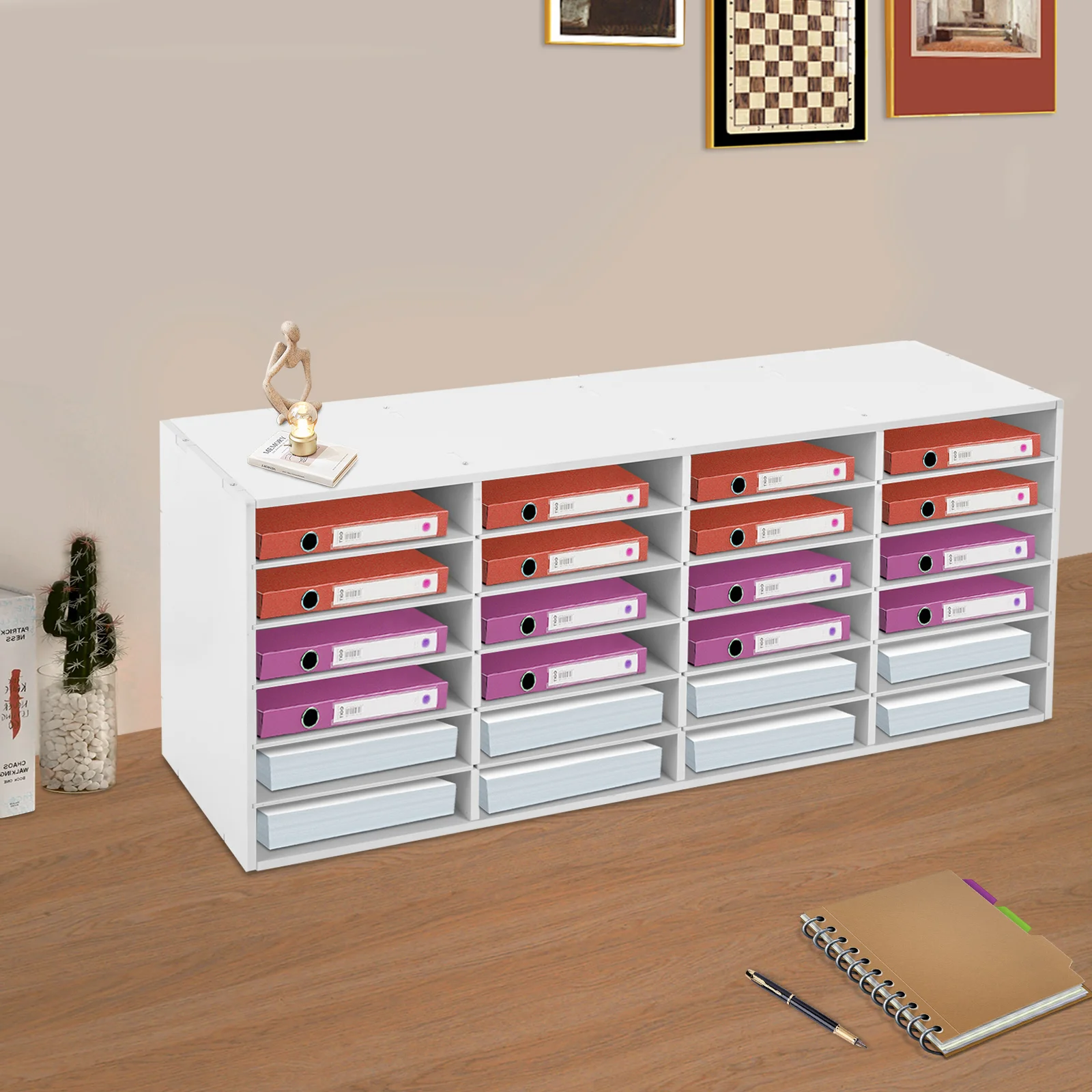 الأبيض PVC 100*30*42 سنتيمتر 24 فتحة ملف فرز خزانة قابل للتعديل الرف نظام التخزين متعدد الطبقات سطح المكتب البريد المنظم #1