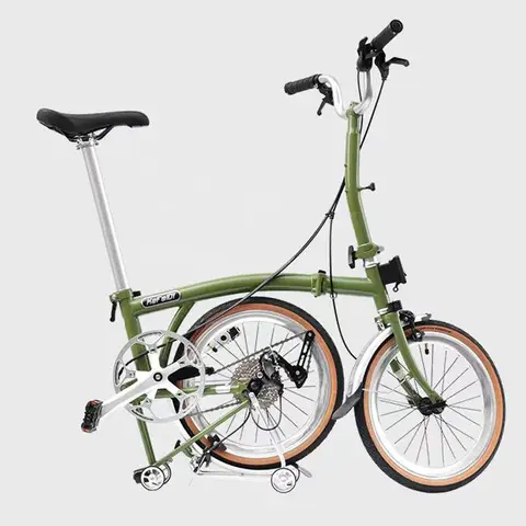 KaFeiDi Gräsgrön Hopfällbar Cykel Krom-Molybdenstål 16-tums/20-tums 9-växlad Trippelvikbar Ramcykel Hopfällbar Racercykel 10 best sales flatland bmx - №4