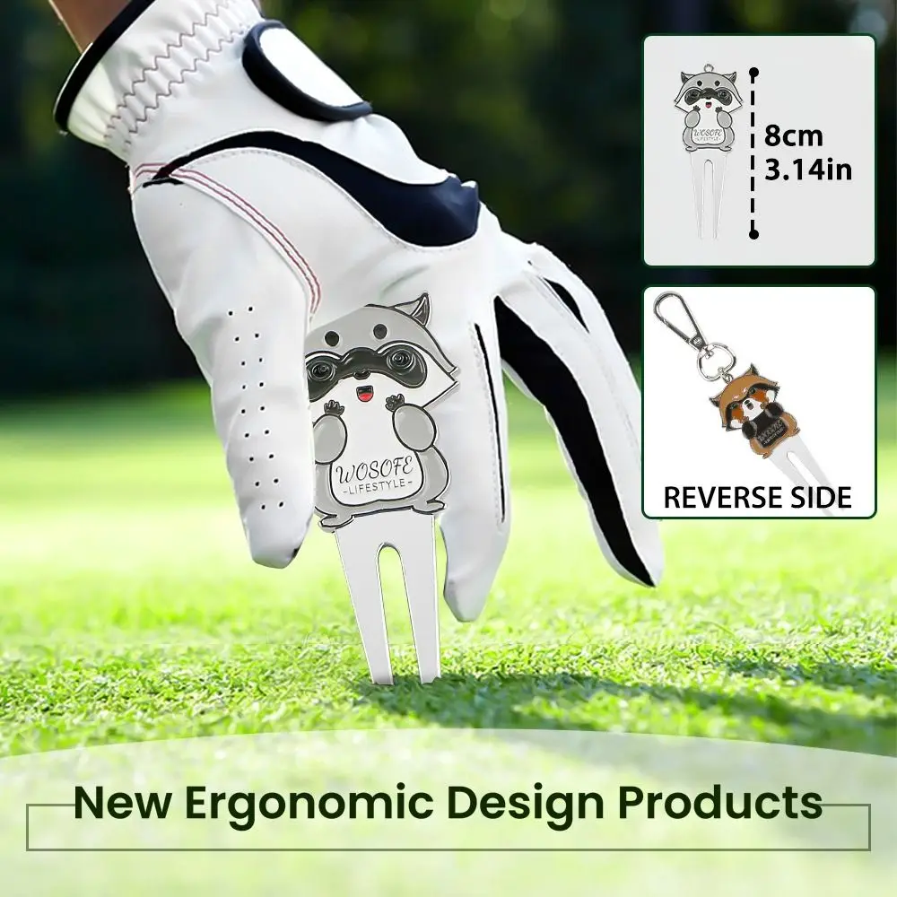 Zink-legierung Golf Divot Reparatur Werkzeug Multi-funktionale Cartoon Golf Grün Gabel Tragbare Doppelseitige Muster Golf Ball Gabel