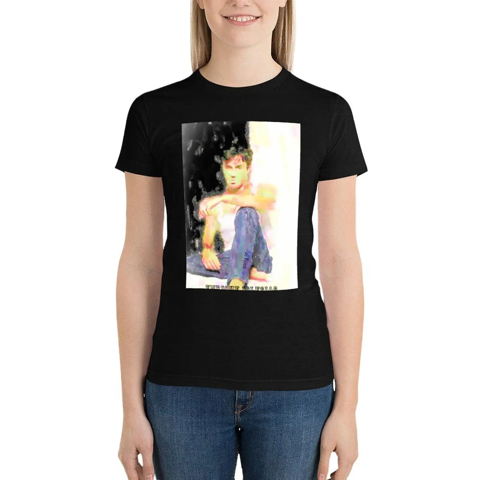 ENRIQUE IGLESIAS 1 T-Shirt korean fashion Short sleeve tee tight shirts for Women