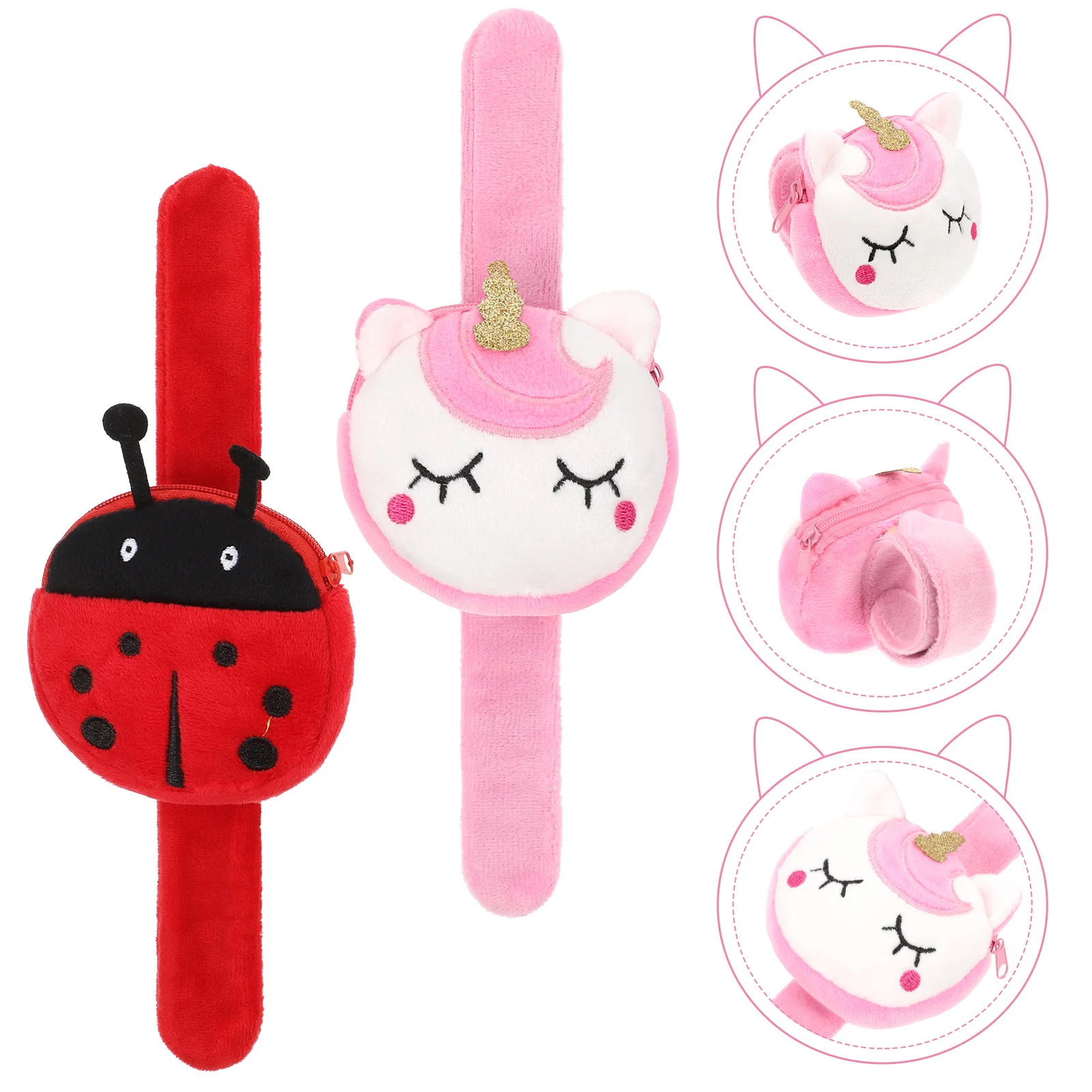 2 Pcs Ring Coin Purse Baby Stuffed Animals Slap Bracelet Toy Childrens Toys for Kids Cloth Plush Bracelets