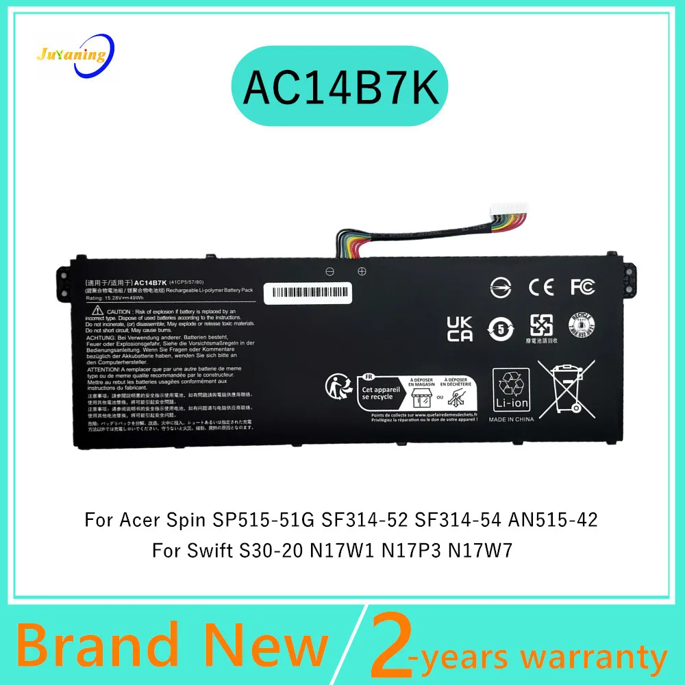 Laptop battery For Acer Nitro 5 AN515-42 Swift SF314-52 AC14B7K SF314-52-536Y SF314-52-573L for Spin 5 SP515-51GN