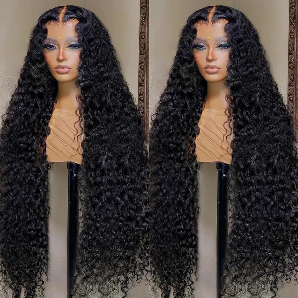 Deep Wave 13x6/13x4 HD Transparent Lace Front Human Hair Wigs  Brazilian Curly Human Hair Wig  4*4 HD Lace Closure Wigs