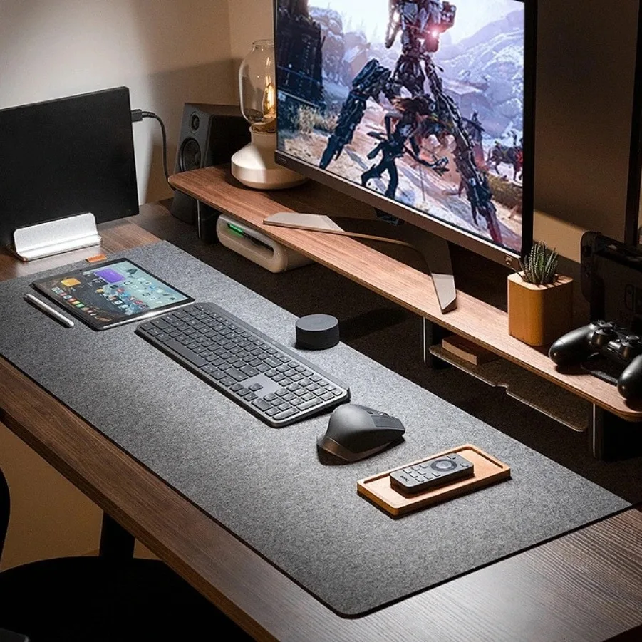 Wear‑resistant thick felt gaming mouse pad oversized non slip desktop mat for study writing workstation