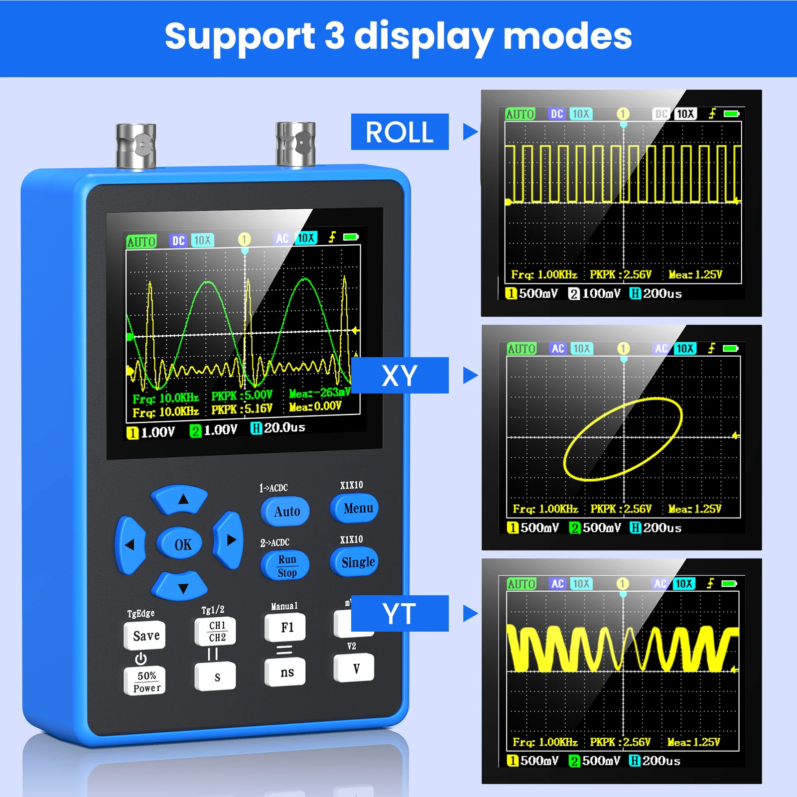 DSO2512G 2.8 Inch Handheld Digital Oscilloscope 120M Bandwidth Dual Channel Oscilloscope Signal Generator 500MSa/s