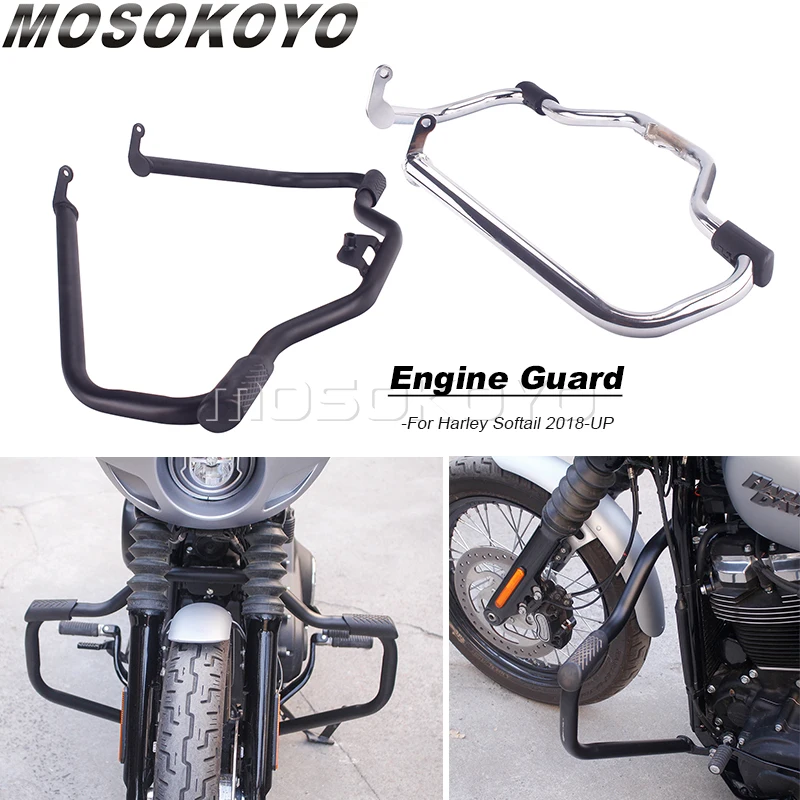 Ochraniacz silnika z wąsami pasek awaryjny do Harley Softail Fat Street Bob Sport Glide Heritage Classic FXBB FXLR 18-22