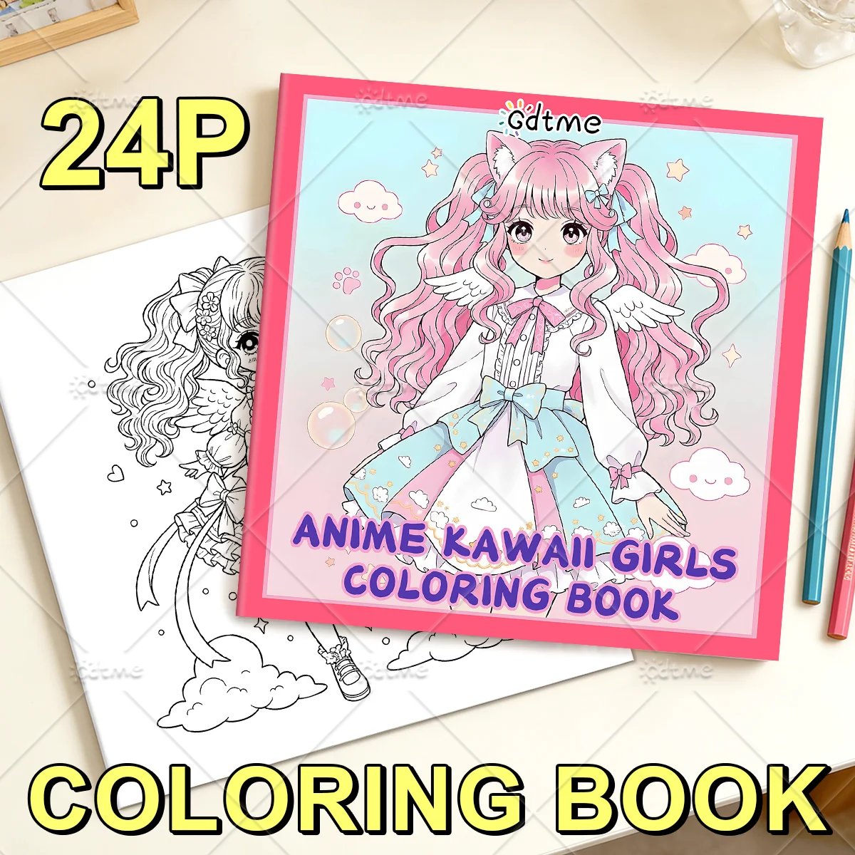ANIME KAWAII GIRLS Bold-easy Patterns Coloring Book for Adults Cute Drawing Book Perfect Gift for Party and Birthday