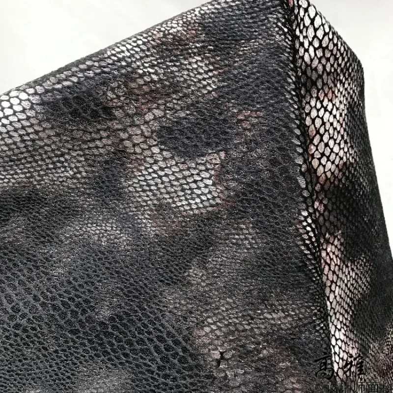 Mesh Fabric Silver Black Spotted Snake Skin Pattern Live Broadcast Background Performance Clothing Designer Diy Sewing